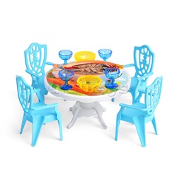 Набор мебели "Обеденный стол" 12 предметов, под колпаком