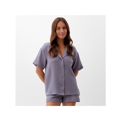 Пижама женская (рубашка, шорты) KAFTAN Basic, размер 48-50, серая