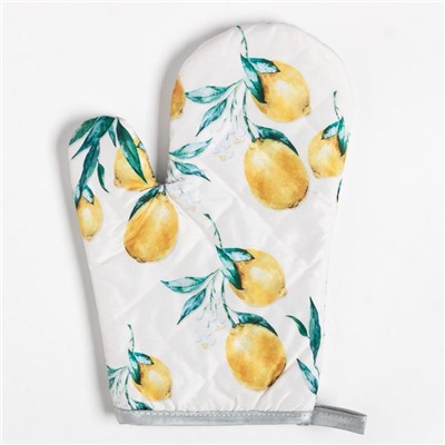 Кухонный набор Доляна Lemon, прихватка 17*17 см, рукавица 26*16 см, фартук 70*80 см 100% п/э