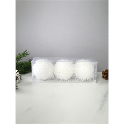 Новогоднее украшение Шары 3 штуки 8 см / WF-191 /уп 128/белые