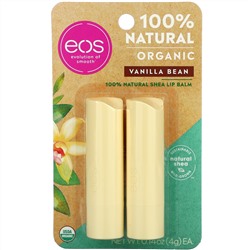 EOS, 100% органический натуральный бальзам для губ с ши, ванильные бобы, 2 шт. в упаковке, 4 г (0,14 унции)