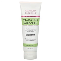 Advanced Clinicals, Micro-Peel Cleanser, очищающее средство для лица с гликолевой кислотой, 237 мл (8 жидк. унций)