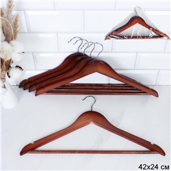 Вешалка для одежды деревянная набор 5 штук 44,5 см / P66-brown /уп 24/ OPP
