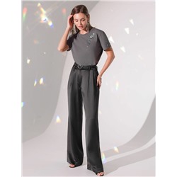 Нарядная футболка с принтом фольгой из премиального хлопка с эластаном