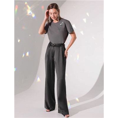 Нарядная футболка с принтом фольгой из премиального хлопка с эластаном