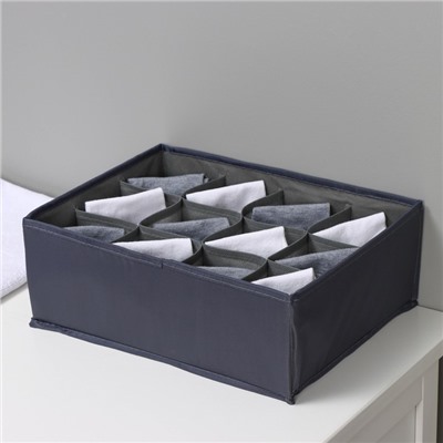 Органайзер для хранения белья LaDо́m, 12 ячеек, 32×24×12 см, графитовый