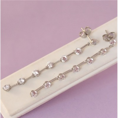 Серьги-гвоздики родий  H01-14618