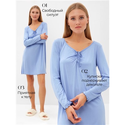 Сорочка ночная женская MINAKU: Home collection, голубая, размер 52