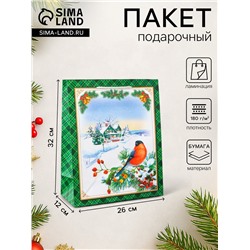 Пакет подарочный новогодний ламинированный «У Ёлочки », 26×32×12 см