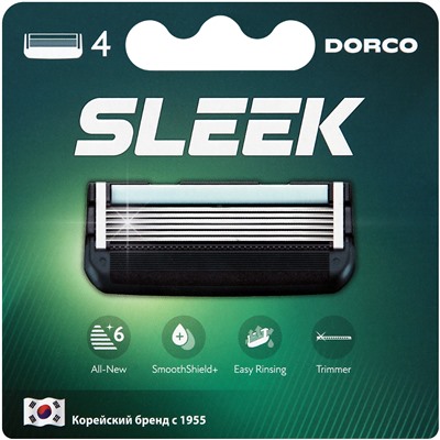Станок для бритья DORCO SLEEK (+ 6 кассет), система с 6 лезвиями, триммером и Технологией Multi-Flex, SXF 2006