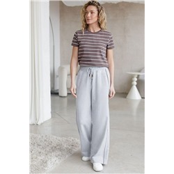 Брюки с лампасами и разрезами из эластичного футера двухнитки без начеса VILATTE, 1229910