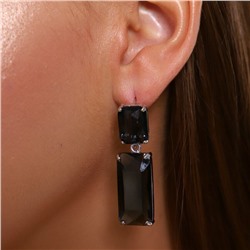 Серьги посеребрение, камень крупный черный, 201521, Уценка, арт. 08.1191