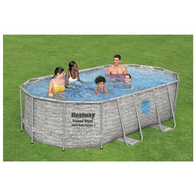 УЦЕНКА Бассейн каркасный Power Steel 427×250×100 (фильтр-насос, лестница, тент) 56714