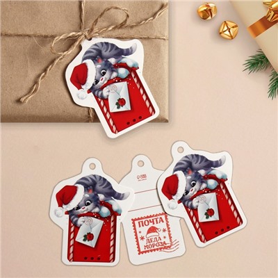 Открытка-шильдик на подарок «Новогодняя почта», 5×9.5 см