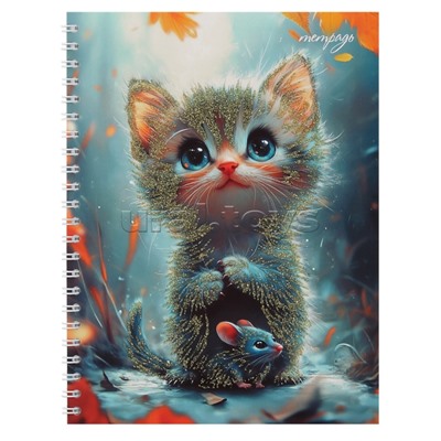 Тетрадь 48л. клетка "Котенок" на гребне, блестки