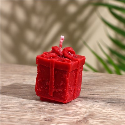 Свеча новогодняя «Коробочка с бантиком», 3.5×3.5×4 см, соевый воск
