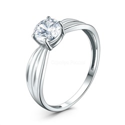 Кольцо из серебра с фианитом родированное 925 пробы S1180111010р