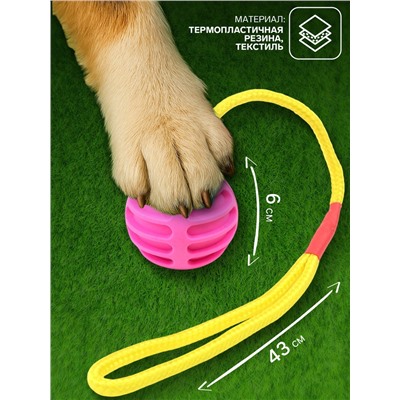 Игрушка «Шар усиленный на веревке», 43 см, шар 6 см, розовый