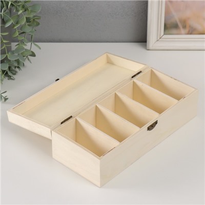 Шкатулка для росписи дерево с делениями «Прямоугольная», для творчества, декора, замок пряжка, 26×11×8 см