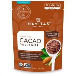 Navitas Organics, Натуральная крупка из сладкого шоколада, сладкая какао-крупка, 4 унции (113 г)