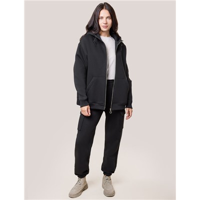 Брюки джоггеры с накладными карманами из футера трехнитки с начесом