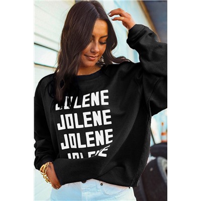 Black JOLENE Ribbed Corded Oversized Sweatshirt