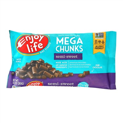 Enjoy Life Foods, Mega Chunks, полусладкий шоколад, 283 г (10 унций)