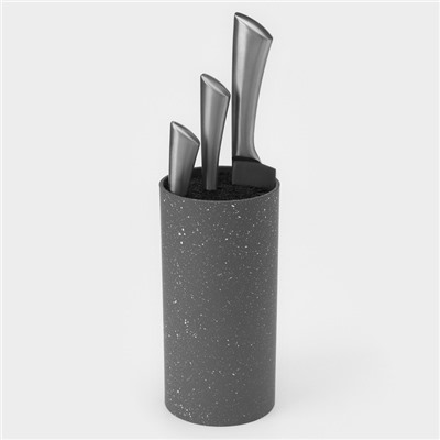 Подставка для ножей с наполнителем Доляна «Серый гранит», 11×11×22 см, цвет серый
