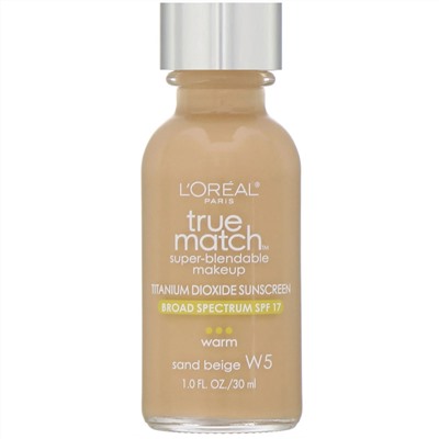 L'Oreal, True Match Super-Blendable Makeup, W5 Sand Beige, 1 fl oz (30 ml)