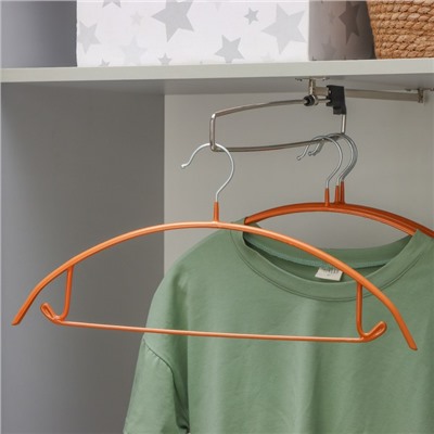 Плечики - вешалки для одежды Доляна, 42×20 см, 4 шт, антискользящее покрытие, цвет бронзовый
