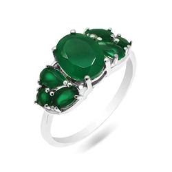 Кольцо из серебра зеленый агат, Эммелия