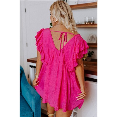 Розовая блуза плюс сайз с рюшами и оборками