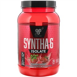 BSN, Syntha-6 Isolate, сухая смесь для приготовления протеиновых коктейлей, со вкусом клубники, 912 г (2,01 фунтов)