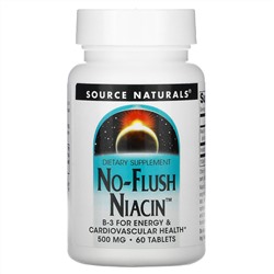 Source Naturals, ниацин, не вызывает приливов крови, 500 мг, 60 таблеток