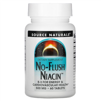 Source Naturals, ниацин, не вызывает приливов крови, 500 мг, 60 таблеток