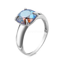 Кольцо из серебра с кристаллом Swarovski Сияющий светло-голубой родированное