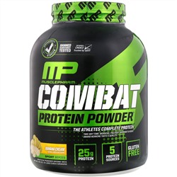 MusclePharm, Combat Powder, Advanced Time Release Protein, Banana Cream, 4 lbs (1814 g)