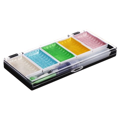 Краски акварельные перламутровые 5 цветов + кисть в пластиковой коробке  PG-5