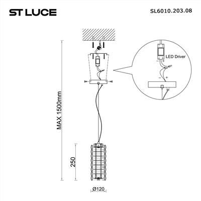 SL6010.203.08 Подвес ST-Luce Золотистый/Прозрачный LED 1*8W