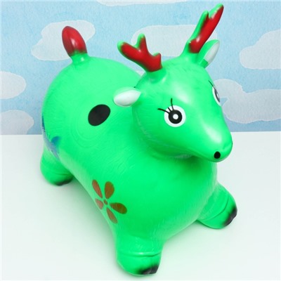 Игрушка - прыгун детская "Олень" резиновая надувная, 50х27см, зеленый
