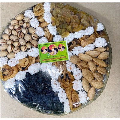 Наборы орехи сухофрукты +-300гр плетёнка Узбекистан