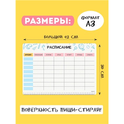 РАСПИСАНИЕ УРОКОВ ЛАМИНИРОВАННОЕ "CREATIVE" 30х42 см (2411)