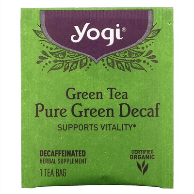 Yogi Tea, Зеленый чай Pure Green Decaf, 16 чайных пакетиков, 1.09 унций (31 г)