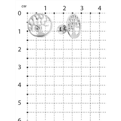 Серьги-пусеты Древо жизни из серебра родированные 925 пробы 21335р