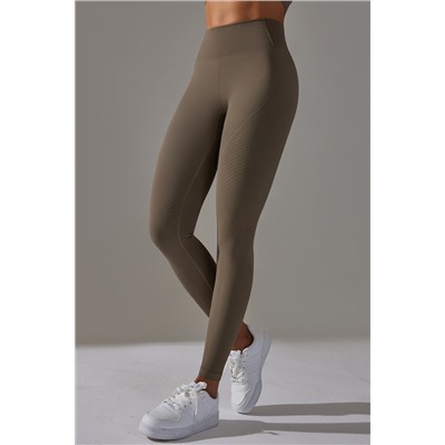 Dark Brown Solid Color High Waist Butt Lifting Active Leggings