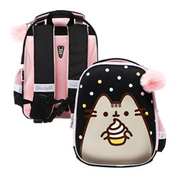 Рюкзак каркасный, 35х26х13, Pusheen, чёрный/розовый, для девочки