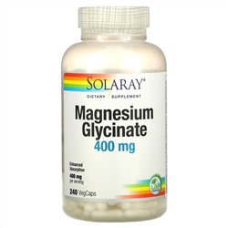 Solaray, глицинат магния, 400 мг, 240 вегетарианских капсул