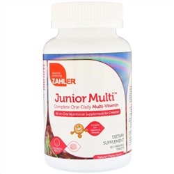 Zahler, Junior Multi, комплексный мультивитамин для приема по 1 таблетке в день, натуральный вишневый вкус, 90 жевательных таблеток