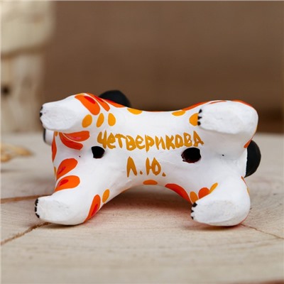 Дымковская игрушка "Собака оранжевая" 7 см