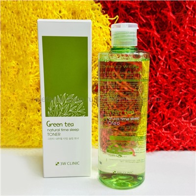 Увлажняющий тонер 3W Clinic Green Tea Natural Time Sleep Toner 300ml (13)